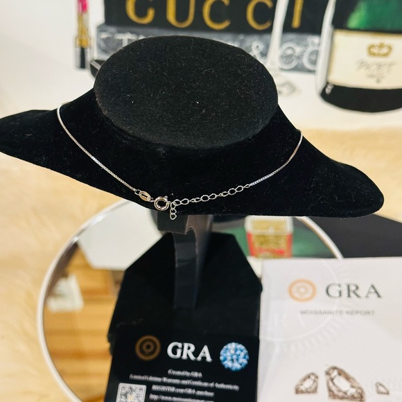 1 Ctw Moissanite Flower Cut Pendant Sterling Silver Necklace w/ Cert. & Box - Picture 10 of 10